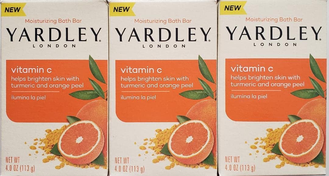 Yardley London Vitamin C Moisturizing Bath Bar with Turmeric and Orange Peel - 4oz (Pack of 3) Avelisse