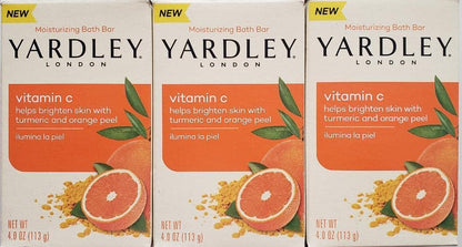 Yardley London Vitamin C Moisturizing Bath Bar with Turmeric and Orange Peel - 4oz (Pack of 3) Avelisse