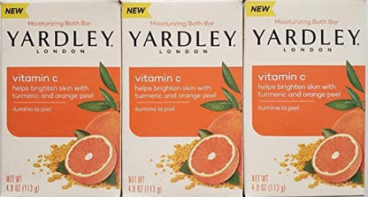 Yardley London Vitamin C Moisturizing Bath Bar with Turmeric and Orange Peel - 4oz (Pack of 3) Avelisse