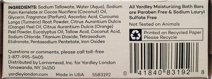 Yardley London Vitamin C Moisturizing Bath Bar with Turmeric and Orange Peel - 4oz (Pack of 3) Avelisse
