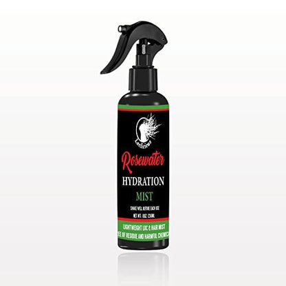 LOCLICIOUS Hydrating Rose Water for Hair Mist Loc Spray – Moisturizer for Healthy Hair, Nourishes All Types of Locs, Two Strands, Dreadlocks & Braids, Infused with Aloe, Oil, Rosewater & Glycerin Spray 8oz Avelisse
