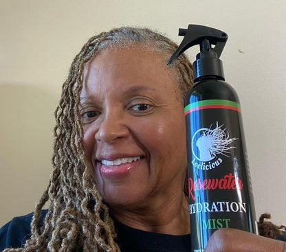LOCLICIOUS Hydrating Rose Water for Hair Mist Loc Spray – Moisturizer for Healthy Hair, Nourishes All Types of Locs, Two Strands, Dreadlocks & Braids, Infused with Aloe, Oil, Rosewater & Glycerin Spray 8oz Avelisse