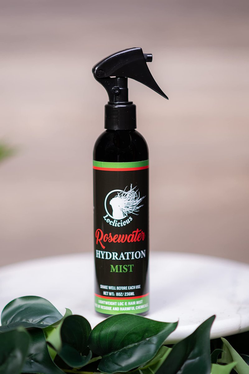 LOCLICIOUS Hydrating Rose Water for Hair Mist Loc Spray – Moisturizer for Healthy Hair, Nourishes All Types of Locs, Two Strands, Dreadlocks & Braids, Infused with Aloe, Oil, Rosewater & Glycerin Spray 8oz Avelisse