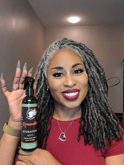 LOCLICIOUS Hydrating Rose Water for Hair Mist Loc Spray – Moisturizer for Healthy Hair, Nourishes All Types of Locs, Two Strands, Dreadlocks & Braids, Infused with Aloe, Oil, Rosewater & Glycerin Spray 8oz Avelisse