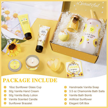 LUCOTIYA Warm Vanilla Self Care Set – 10 Piece Bath and Body Gift for Women, Mom, Wife, Bestie – Christmas Birthday Gift Avelisse
