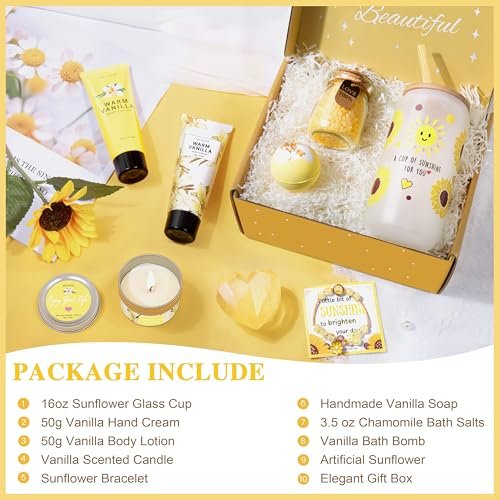 LUCOTIYA Warm Vanilla Self Care Set – 10 Piece Bath and Body Gift for Women, Mom, Wife, Bestie – Christmas Birthday Gift Avelisse