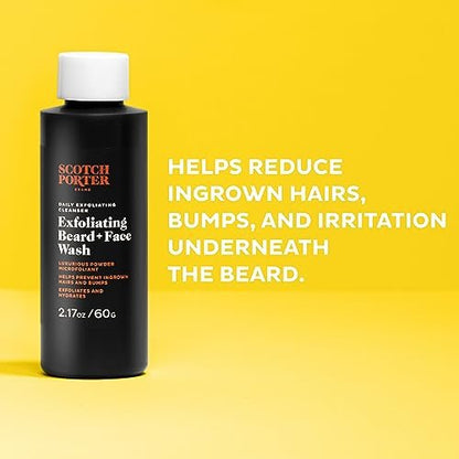 Scotch Porter Exfoliating Beard Wash & Face Cleanser for Men - Travel Friendly, Non-Toxic, Vegan 2.17 oz Avelisse
