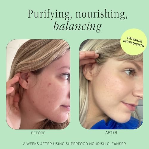 Brandefy Superfood Face Wash - Gentle pH Balanced Cleanser with Kale, Green Tea, Spinach, Vitamin C, E, K2 - Organic Facial Cleanser for All Skin Types (8 Fl Oz) Avelisse