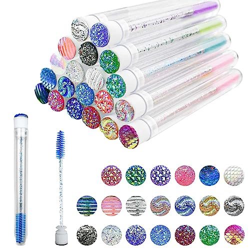 20-Piece Disposable Mascara Wand Set - Diamond Eyelash Brushes & Empty Spoolies for Professional Makeup Application (Mixed Colors) - görsel 2