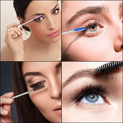 20-Piece Disposable Mascara Wand Set - Diamond Eyelash Brushes & Empty Spoolies for Professional Makeup Application (Mixed Colors)