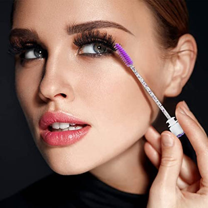 20-Piece Disposable Mascara Wand Set - Diamond Eyelash Brushes & Empty Spoolies for Professional Makeup Application (Mixed Colors)