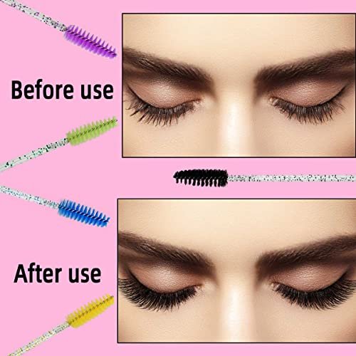 20-Piece Disposable Mascara Wand Set - Diamond Eyelash Brushes & Empty Spoolies for Professional Makeup Application (Mixed Colors) - görsel 6