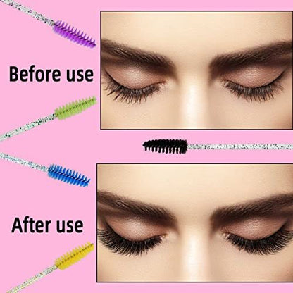 20-Piece Disposable Mascara Wand Set - Diamond Eyelash Brushes & Empty Spoolies for Professional Makeup Application (Mixed Colors)