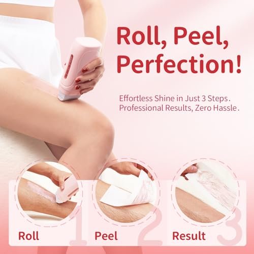 Waxfans Roll on Wax Kit - Complete Waxing Kit for Women and Men with Honey and Rose Wax Cartridges & 50 Wax Strips, All Skin Types Avelisse