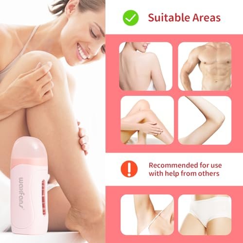 Waxfans Roll on Wax Kit - Complete Waxing Kit for Women and Men with Honey and Rose Wax Cartridges & 50 Wax Strips, All Skin Types Avelisse
