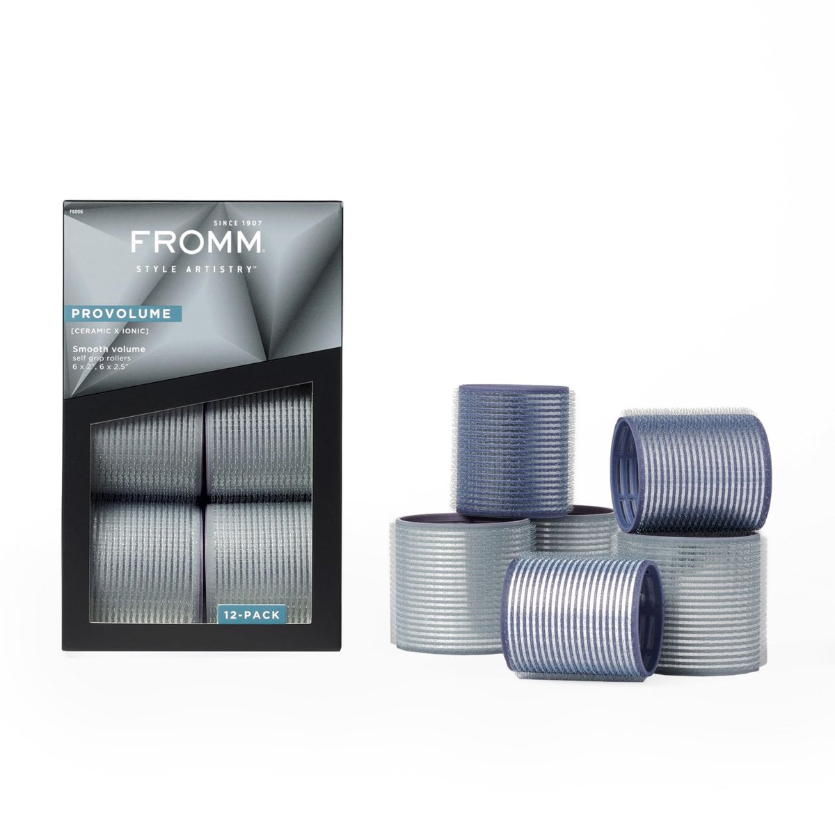 Fromm ProVolume Self-Grip Ceramic Ionic Thermal Hair Rollers – Set of 12 (Six 2" & Six 2.5") for Volume, Soft Waves & Curtain Bangs Avelisse