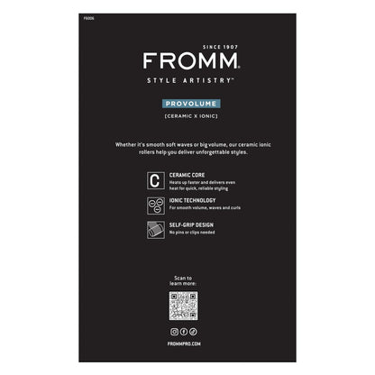 Fromm ProVolume Self-Grip Ceramic Ionic Thermal Hair Rollers – Set of 12 (Six 2" & Six 2.5") for Volume, Soft Waves & Curtain Bangs Avelisse