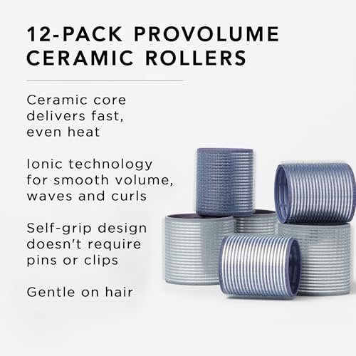 Fromm ProVolume Self-Grip Ceramic Ionic Thermal Hair Rollers – Set of 12 (Six 2" & Six 2.5") for Volume, Soft Waves & Curtain Bangs Avelisse