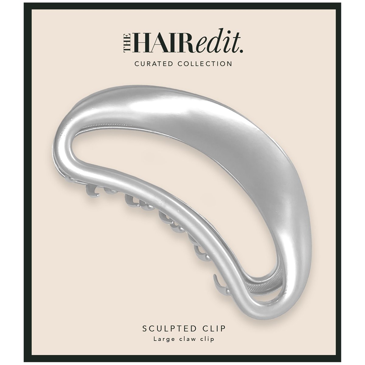 The Hair Edit Sculpted Silver Claw Clip – Large Metal Matte Silver Hair Clip for Women, Strong Hold for Updos & Half Up Styles Avelisse
