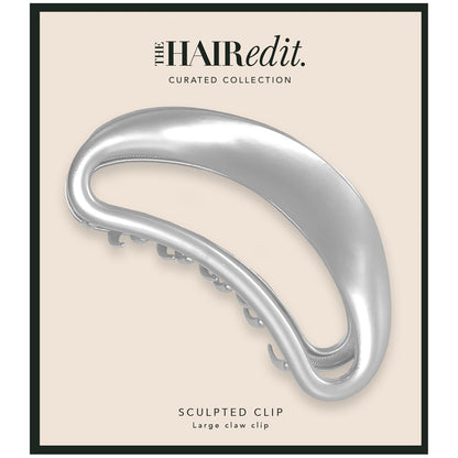 The Hair Edit Sculpted Silver Claw Clip – Large Metal Matte Silver Hair Clip for Women, Strong Hold for Updos & Half Up Styles Avelisse