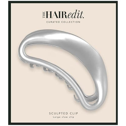 The Hair Edit Sculpted Silver Claw Clip – Large Metal Matte Silver Hair Clip for Women, Strong Hold for Updos & Half Up Styles Avelisse