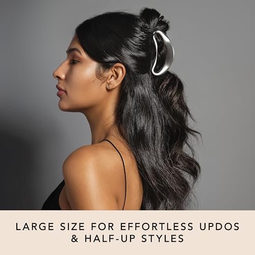 The Hair Edit Sculpted Silver Claw Clip – Large Metal Matte Silver Hair Clip for Women, Strong Hold for Updos & Half Up Styles Avelisse
