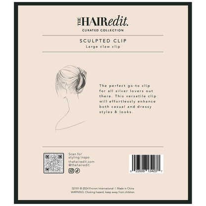 The Hair Edit Sculpted Silver Claw Clip – Large Metal Matte Silver Hair Clip for Women, Strong Hold for Updos & Half Up Styles Avelisse