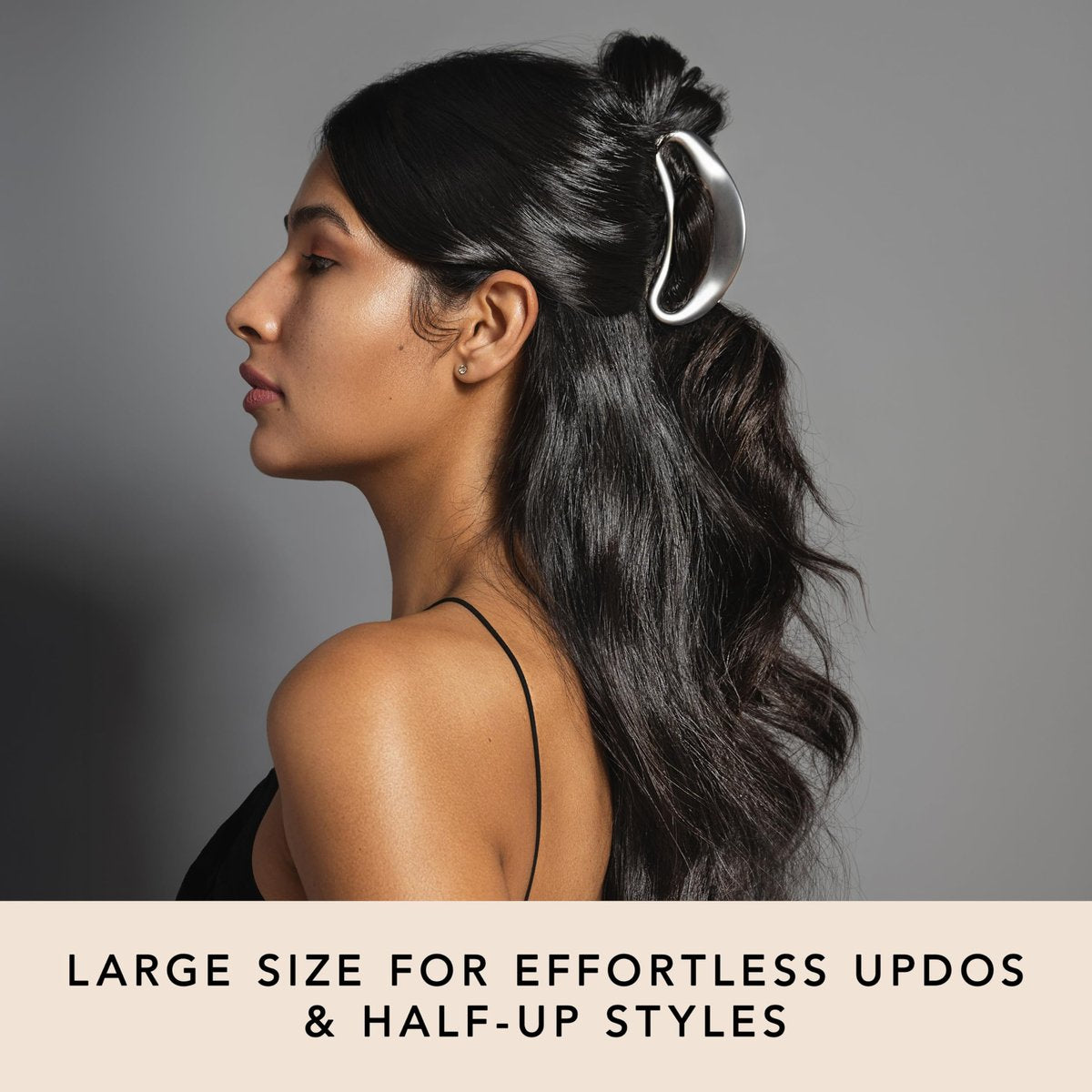 The Hair Edit Sculpted Silver Claw Clip – Large Metal Matte Silver Hair Clip for Women, Strong Hold for Updos & Half Up Styles Avelisse
