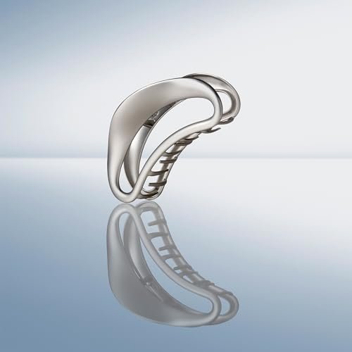 The Hair Edit Sculpted Silver Claw Clip – Large Metal Matte Silver Hair Clip for Women, Strong Hold for Updos & Half Up Styles Avelisse