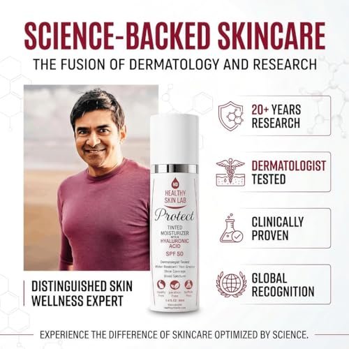 Healthy Skin Lab Protect Tinted Moisturizer SPF 50 – Sheer Universal Tint, Lightweight Mineral Sunscreen with Hyaluronic Acid, Broad Spectrum SPF 50, Dermatologist Tested, 1.8 oz Avelisse