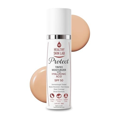 Healthy Skin Lab Protect Tinted Moisturizer SPF 50 – Sheer Universal Tint, Lightweight Mineral Sunscreen with Hyaluronic Acid, Broad Spectrum SPF 50, Dermatologist Tested, 1.8 oz Avelisse