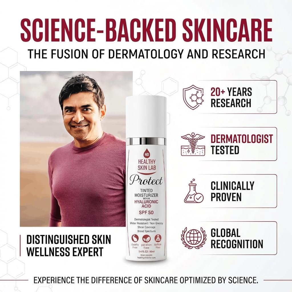Healthy Skin Lab Protect Tinted Moisturizer SPF 50 – Sheer Universal Tint, Lightweight Mineral Sunscreen with Hyaluronic Acid, Broad Spectrum SPF 50, Dermatologist Tested, 1.8 oz Avelisse