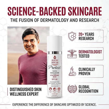 Healthy Skin Lab Protect Tinted Moisturizer SPF 50 – Sheer Universal Tint, Lightweight Mineral Sunscreen with Hyaluronic Acid, Broad Spectrum SPF 50, Dermatologist Tested, 1.8 oz Avelisse