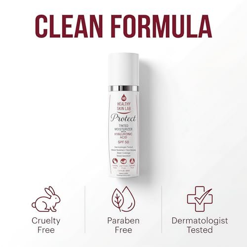 Healthy Skin Lab Protect Tinted Moisturizer SPF 50 – Sheer Universal Tint, Lightweight Mineral Sunscreen with Hyaluronic Acid, Broad Spectrum SPF 50, Dermatologist Tested, 1.8 oz Avelisse