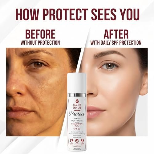 Healthy Skin Lab Protect Tinted Moisturizer SPF 50 – Sheer Universal Tint, Lightweight Mineral Sunscreen with Hyaluronic Acid, Broad Spectrum SPF 50, Dermatologist Tested, 1.8 oz Avelisse