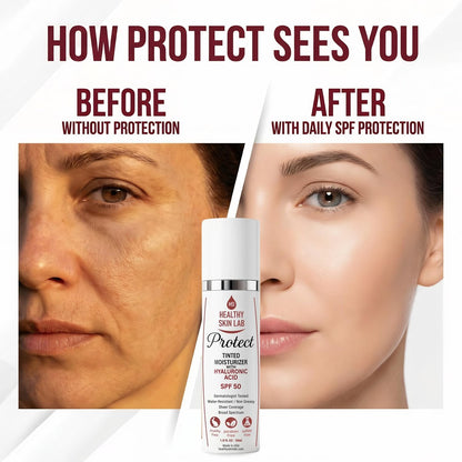 Healthy Skin Lab Protect Tinted Moisturizer SPF 50 – Sheer Universal Tint, Lightweight Mineral Sunscreen with Hyaluronic Acid, Broad Spectrum SPF 50, Dermatologist Tested, 1.8 oz Avelisse