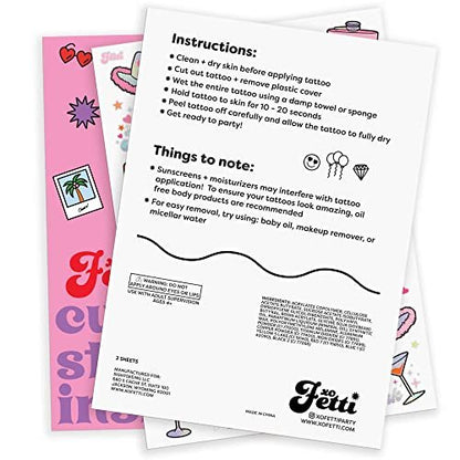 xo, Fetti 21st Birthday Party Temporary Tattoos – 48 Pcs Fun Bday Girl Decorations, Finally 21, RIP Fake ID, Disco Cowgirl, Twenty One Tiara