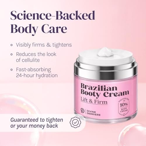 Divine Derriere Brazilian Body Butter Cream - Lift and Firm Body Cream with Volufiline for a Lifted, Firm-Looking Derriere, 1.7 oz Avelisse