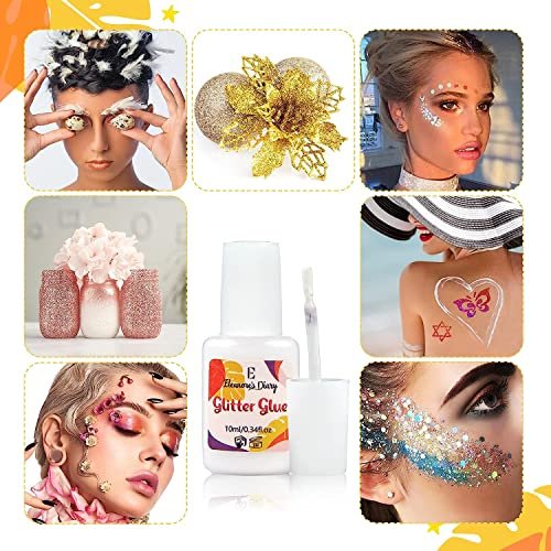 Body Glue for Glitter Tattoos – Eleanore's Diary 10ml*2 Art Glitter Glue, Odourless & Non-Toxic, Ideal for Skin Chunky Makeup, Beach Parties, Music Festivals, Carnival, Cosplay, Summer Holidays, Gemstones - görsel 10