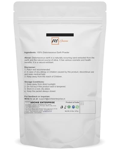 mGanna 100% Natural Diatomaceous Earth Powder for Skin Exfoliation & Cosmetic Formulations (0.5 LBS / 227 GMS) Avelisse