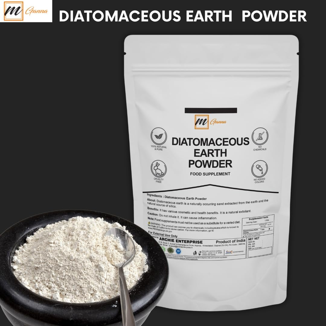 mGanna 100% Natural Diatomaceous Earth Powder for Skin Exfoliation & Cosmetic Formulations (0.5 LBS / 227 GMS) Avelisse