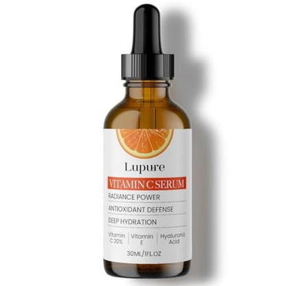 Lupure Professional Vitamin C Face Serum 20% – Anti Aging Serum with Ascorbic Acid, Hyaluronic Acid & Vitamin E for Dark Spots, 1 Fl Oz Avelisse