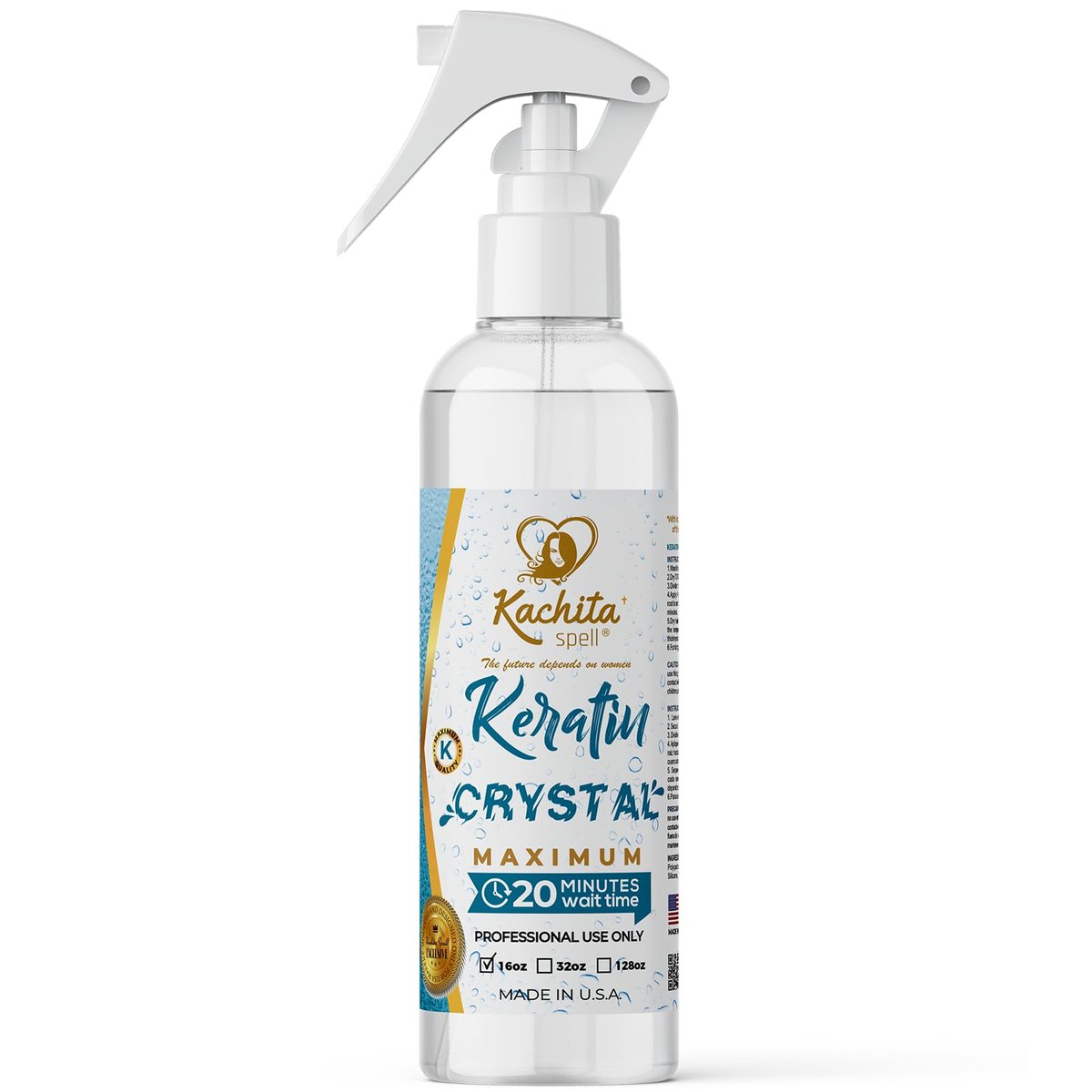 Kachita Spell Keratin Crystal Maximum 20-Minute Express Keratin Hair Straightening Treatment Spray - Long Lasting Blowouts, Home & Professional Use, 16 fl oz Avelisse