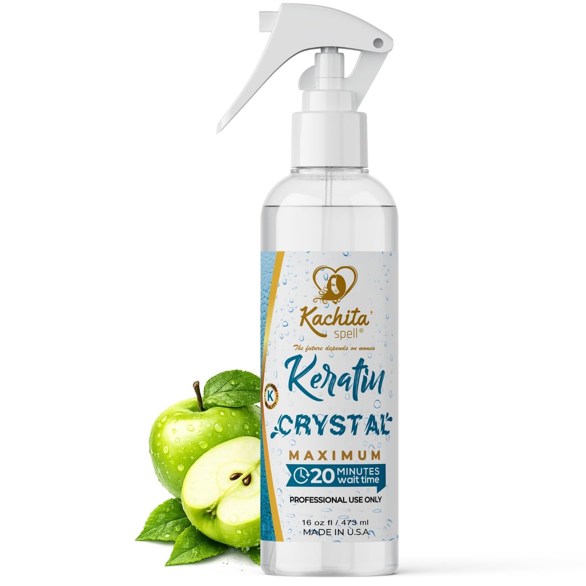 Kachita Spell Keratin Crystal Maximum 20-Minute Express Keratin Hair Straightening Treatment Spray - Long Lasting Blowouts, Home & Professional Use, 16 fl oz Avelisse