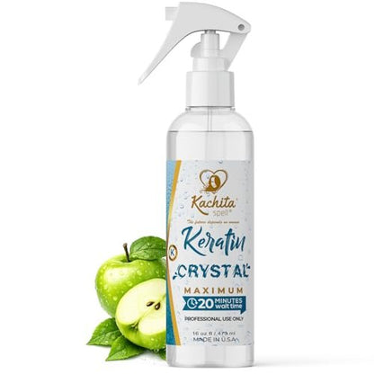 Kachita Spell Keratin Crystal Maximum 20-Minute Express Keratin Hair Straightening Treatment Spray - Long Lasting Blowouts, Home & Professional Use, 16 fl oz Avelisse