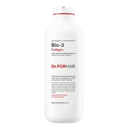 Dr.FORHAIR Folligen Bio-3 Shampoo - Korean Hair Care Clarifying, Volumizing & Root Boost for Hair Thickening & Fuller Looking, 16.91 fl oz Avelisse