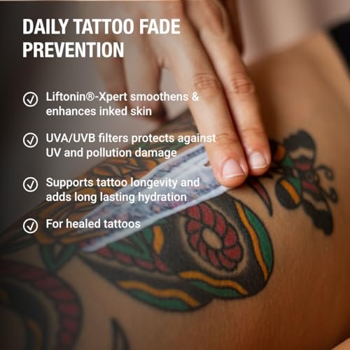 Stories & Ink Tattoo Care Daily Moisturizer for Healed Tattoos - Fast-Absorbing Hydrating Lotion with UV Ink Protection, 6.8 Fl Oz Avelisse