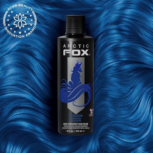 Arctic Fox Semi-Permanent Hair Dye – Poseidon (Vibrant Blue) – Vegan & Cruelty-Free, Ammonia-Free, Long-Lasting Color for All Hair Types, 8 fl oz Avelisse