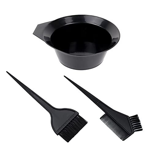 1st Choice Hair Dye Color Brush and Bowl Set – Professional Tint Comb Applicator for Hair Coloring (2 Brushes + Mixing Bowl), Black - görsel 1