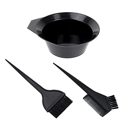 1st Choice Hair Dye Color Brush and Bowl Set – Professional Tint Comb Applicator for Hair Coloring (2 Brushes + Mixing Bowl), Black
